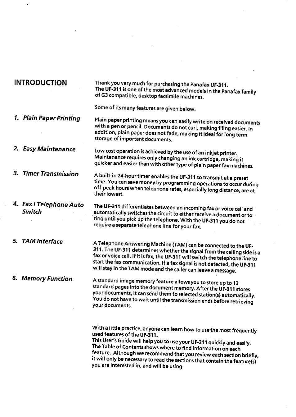 Introduction | Panasonic Panafax UF-311 User Manual | Page 3 / 75