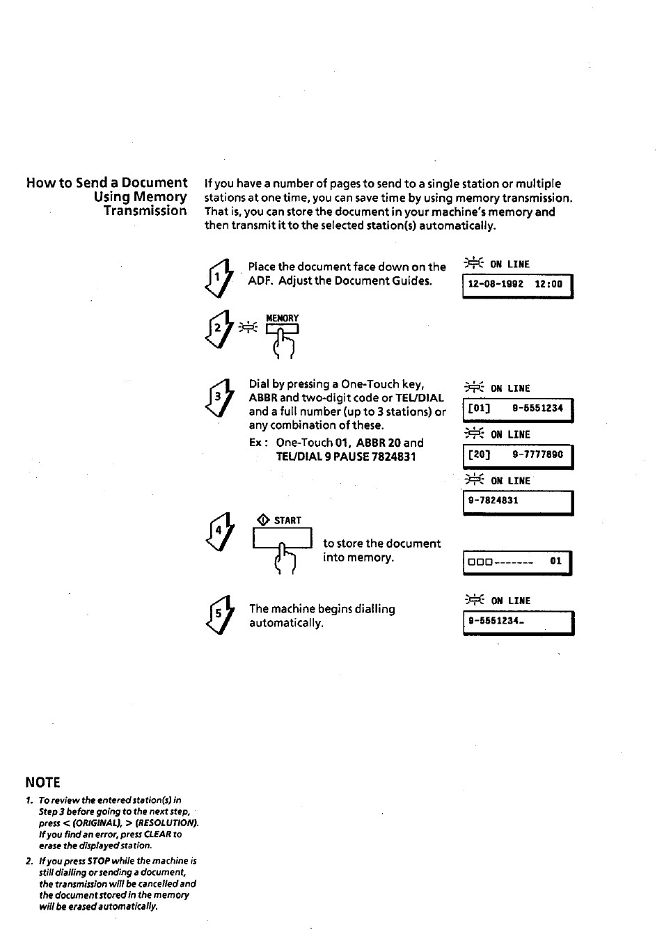 Note | Panasonic Panafax UF-311 User Manual | Page 35 / 75