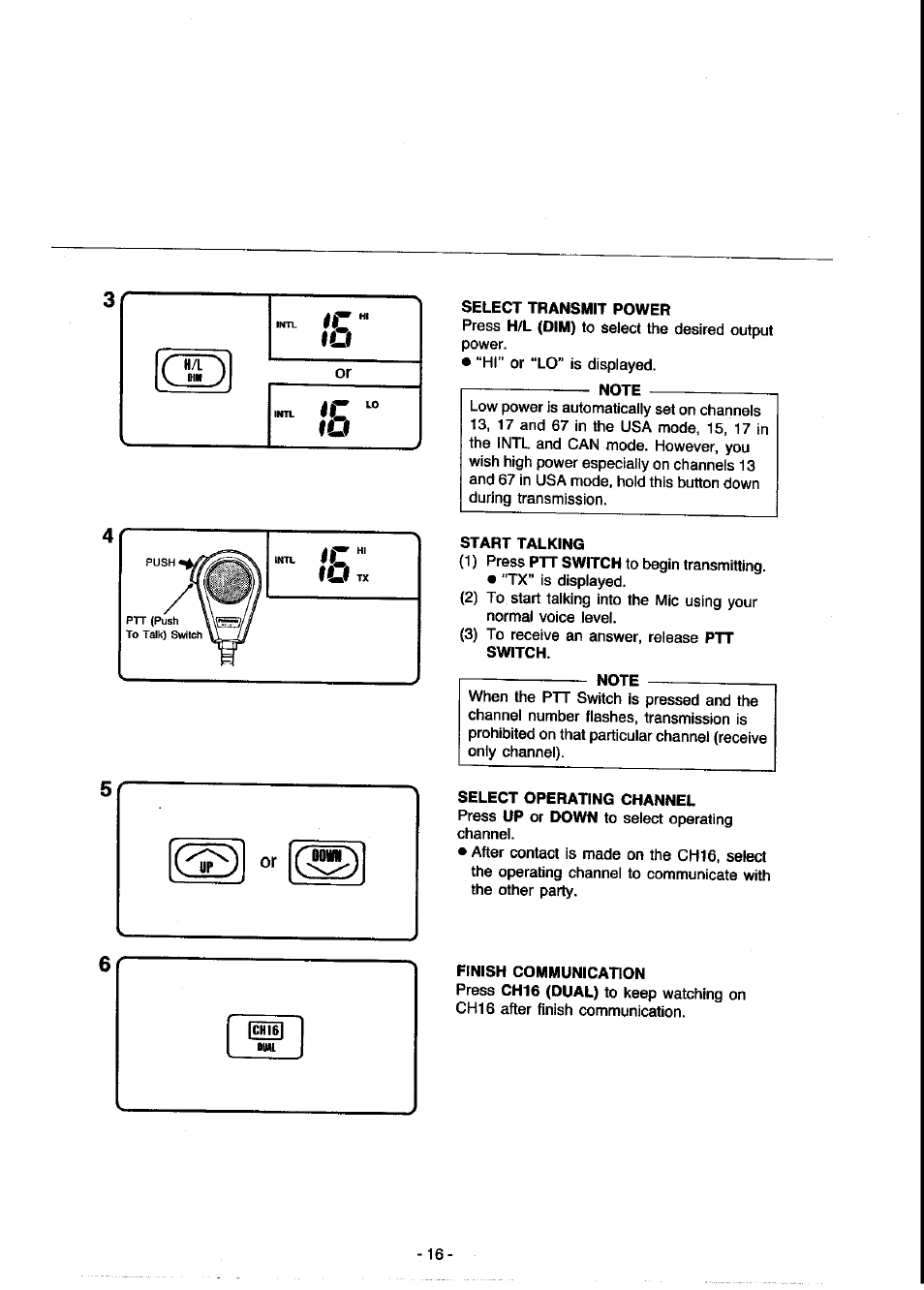Select transmit power, Start talking, Select operating channel | Finish communication | Panasonic KX-G2200A User Manual | Page 17 / 36