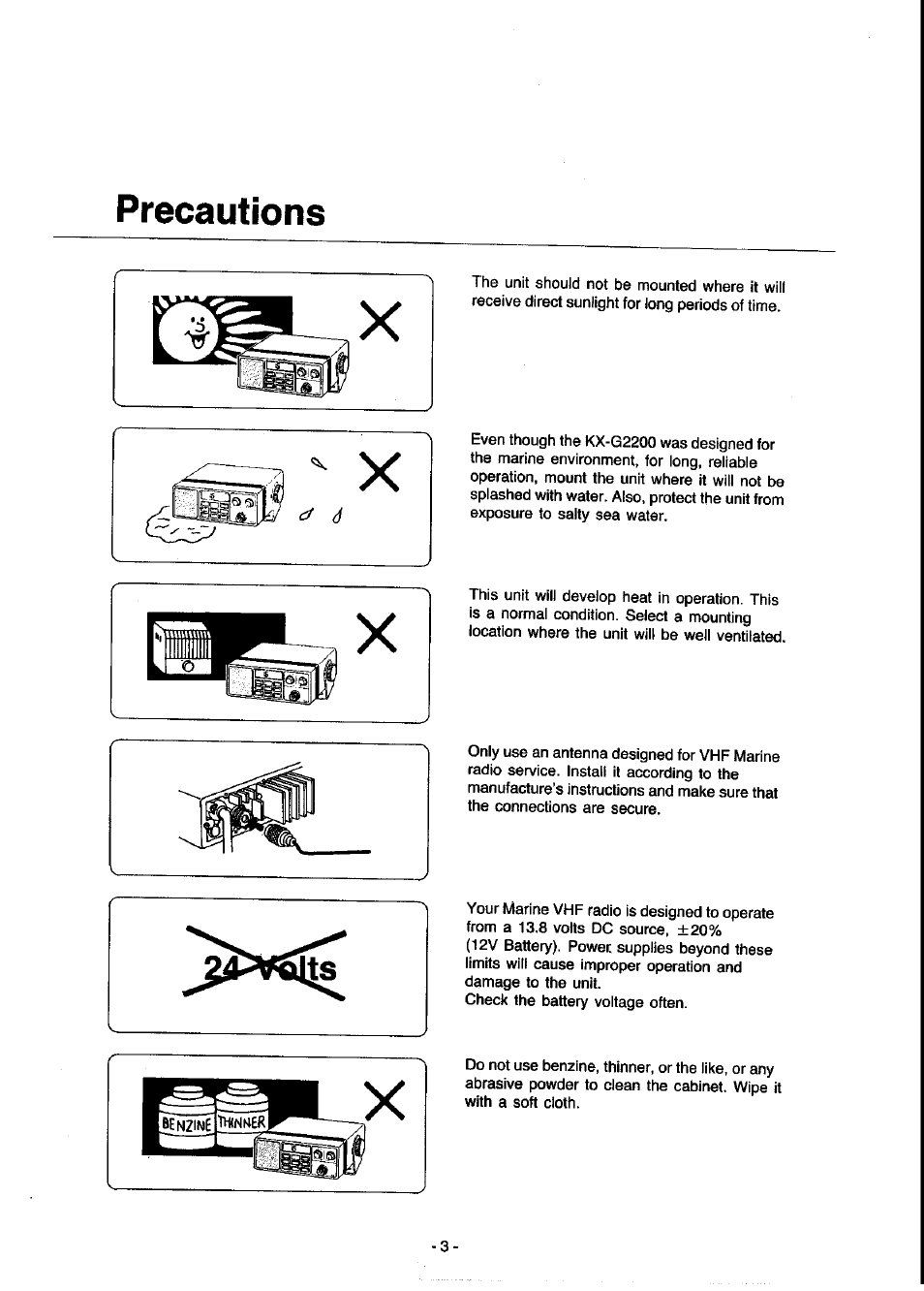 Precautions | Panasonic KX-G2200A User Manual | Page 4 / 36