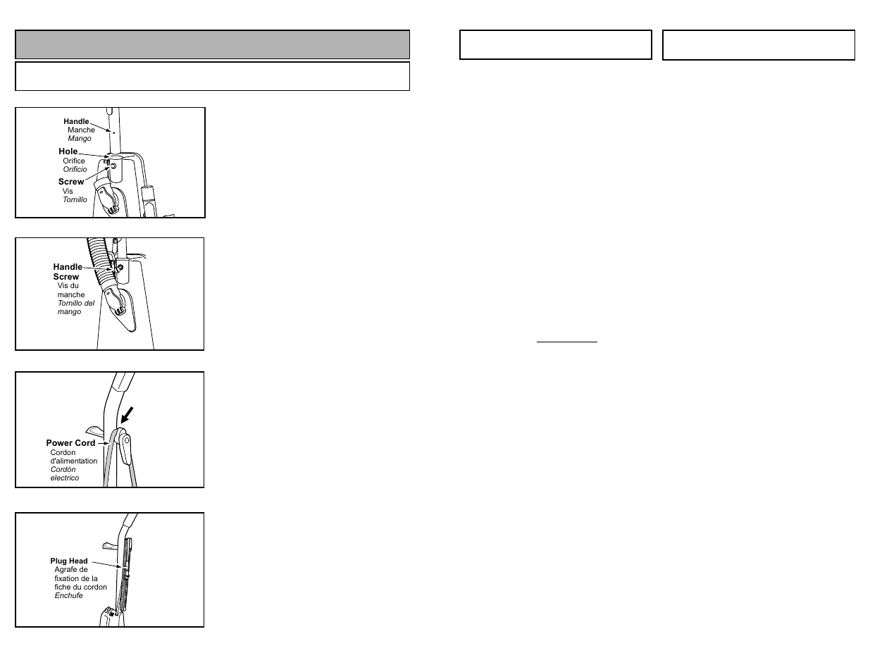 Assembly, Attaching handle | Panasonic MC-V5004 User Manual | Page 12 / 44