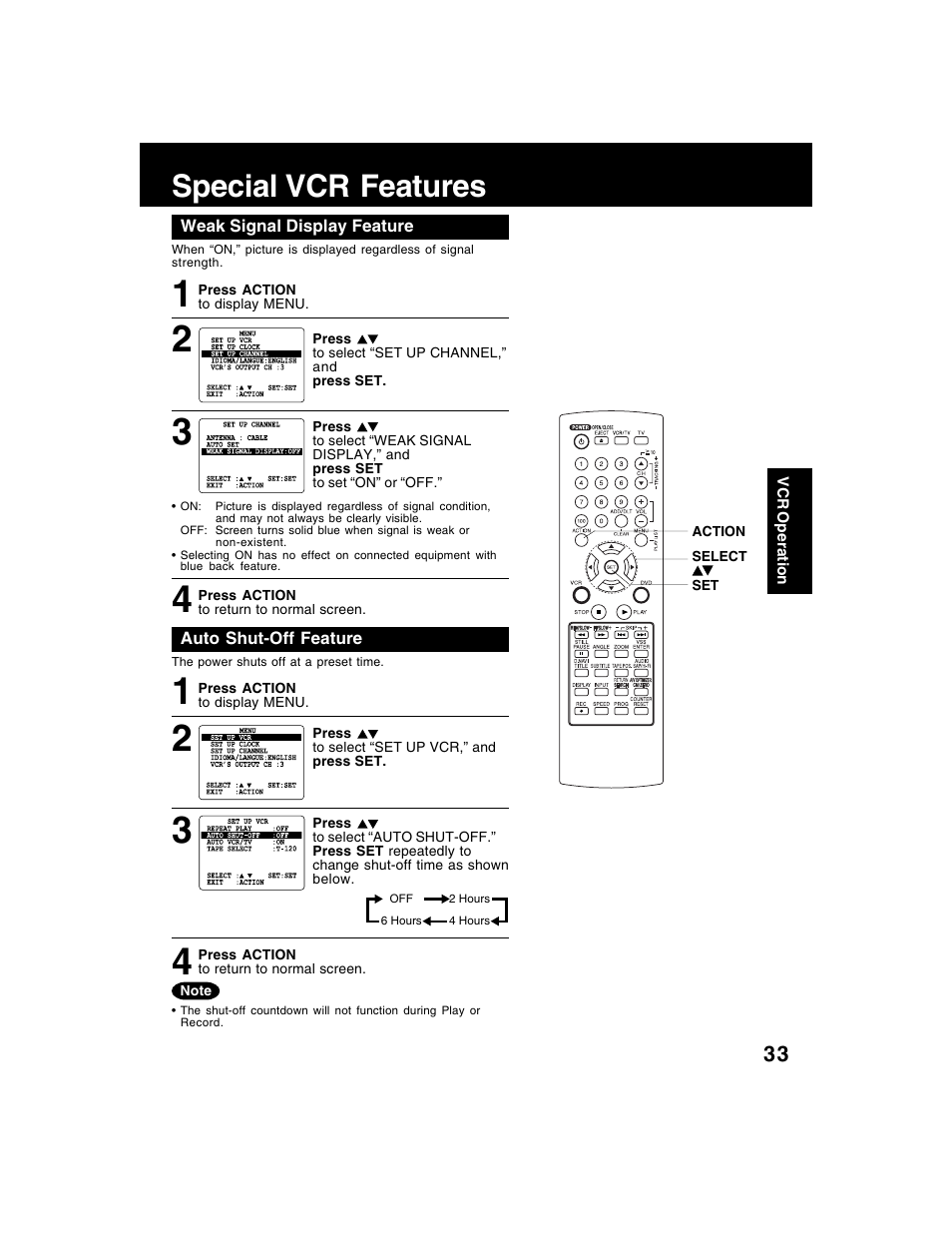 Special vcr features | Panasonic AG-VP320 User Manual | Page 33 / 64