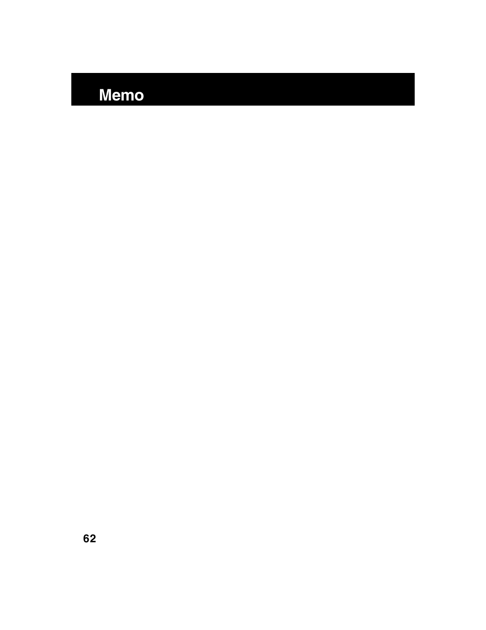 Memo | Panasonic AG-VP320 User Manual | Page 62 / 64