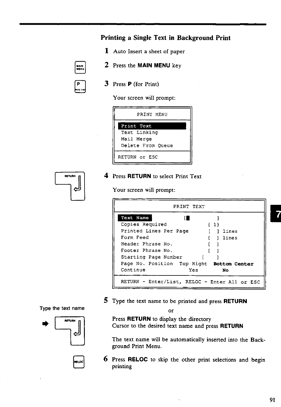 Printing a single text in background print | Panasonic KX-E4500 User Manual | Page 101 / 252