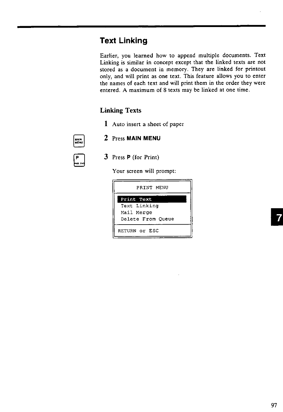 Text linking | Panasonic KX-E4500 User Manual | Page 107 / 252