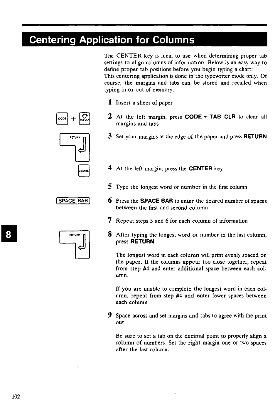 Centering application for columns | Panasonic KX-E4500 User Manual | Page 112 / 252