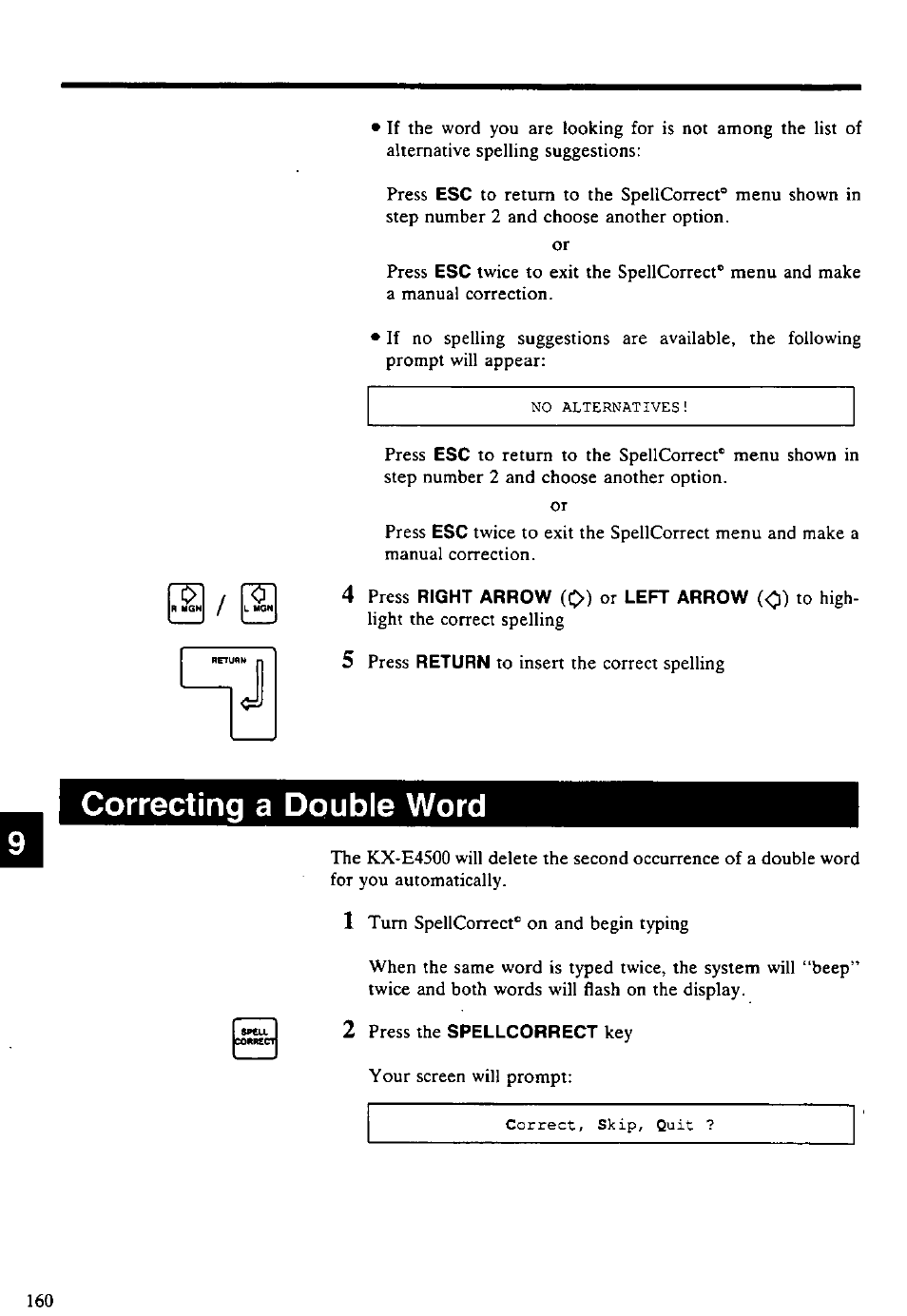 Correcting a double word | Panasonic KX-E4500 User Manual | Page 170 / 252