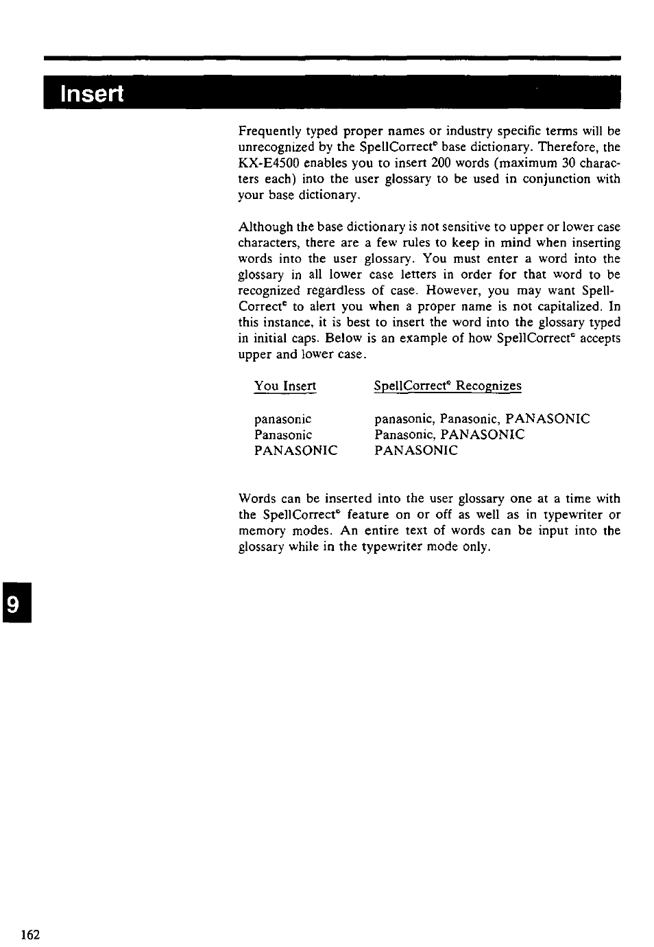 Insert | Panasonic KX-E4500 User Manual | Page 172 / 252