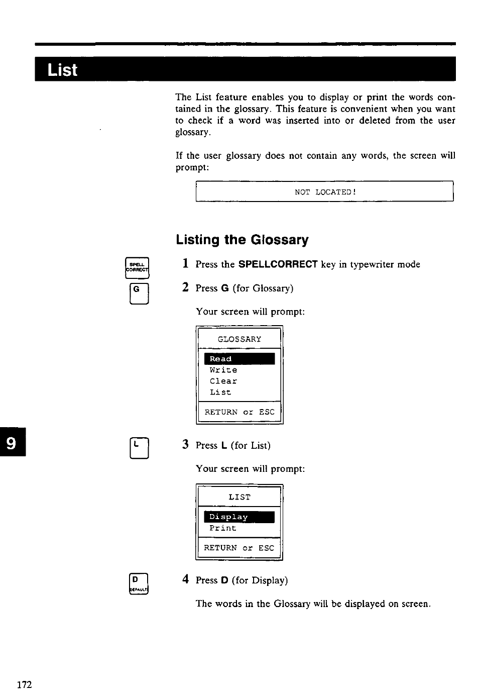 Listing the glossary, Listing the glossary 1 | Panasonic KX-E4500 User Manual | Page 182 / 252