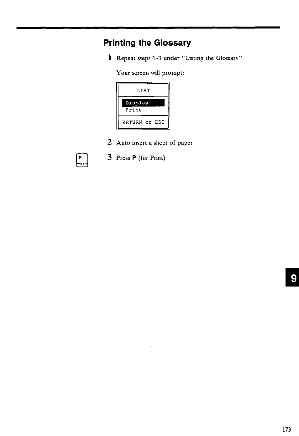 Printing the glossary | Panasonic KX-E4500 User Manual | Page 183 / 252