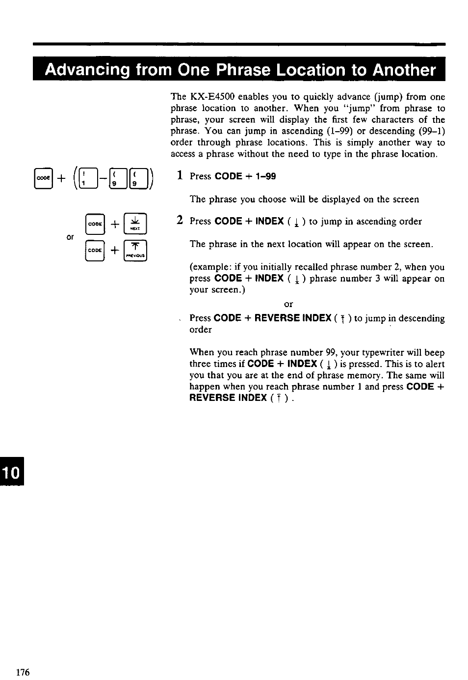 Advancing from one phrase location to another | Panasonic KX-E4500 User Manual | Page 186 / 252