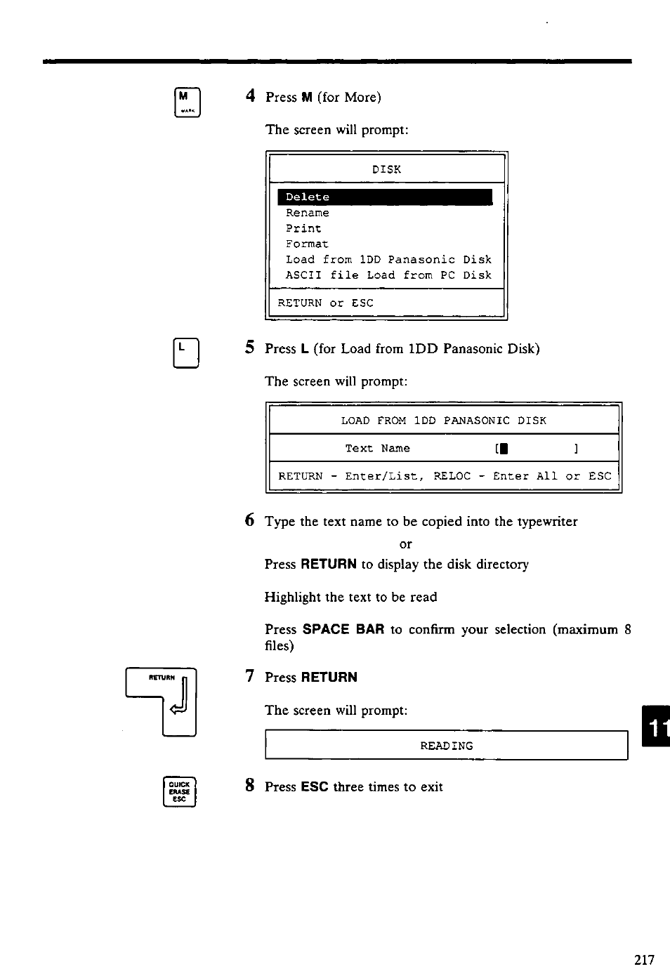 7 press return | Panasonic KX-E4500 User Manual | Page 227 / 252