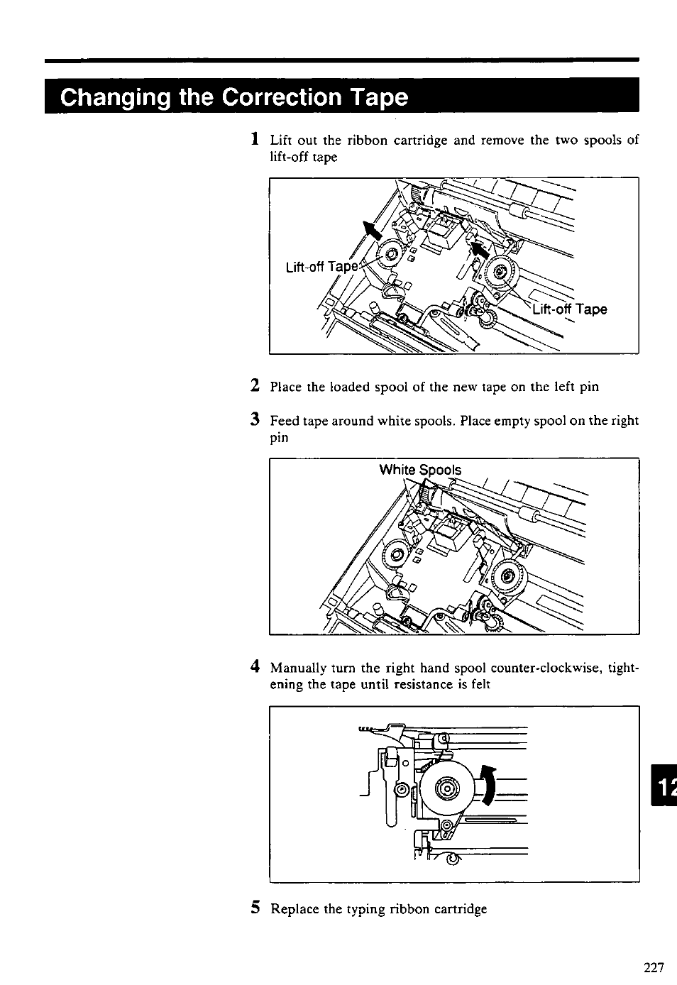 Changing the correction tape | Panasonic KX-E4500 User Manual | Page 237 / 252