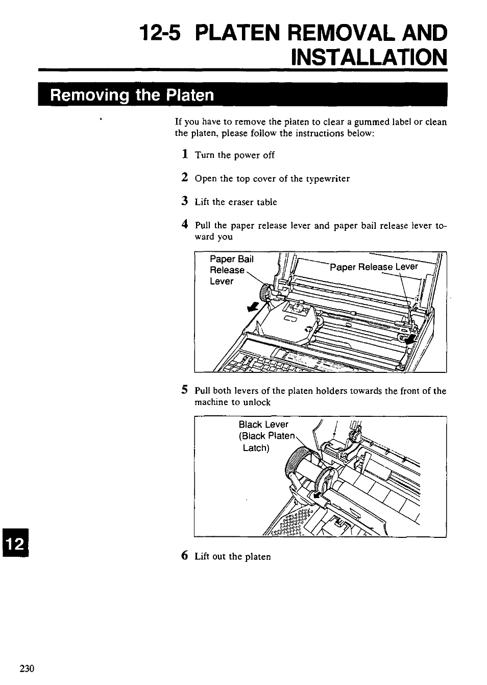 5 platen removal and, Installation, Removing the platen | 5 platen removal and installation | Panasonic KX-E4500 User Manual | Page 240 / 252