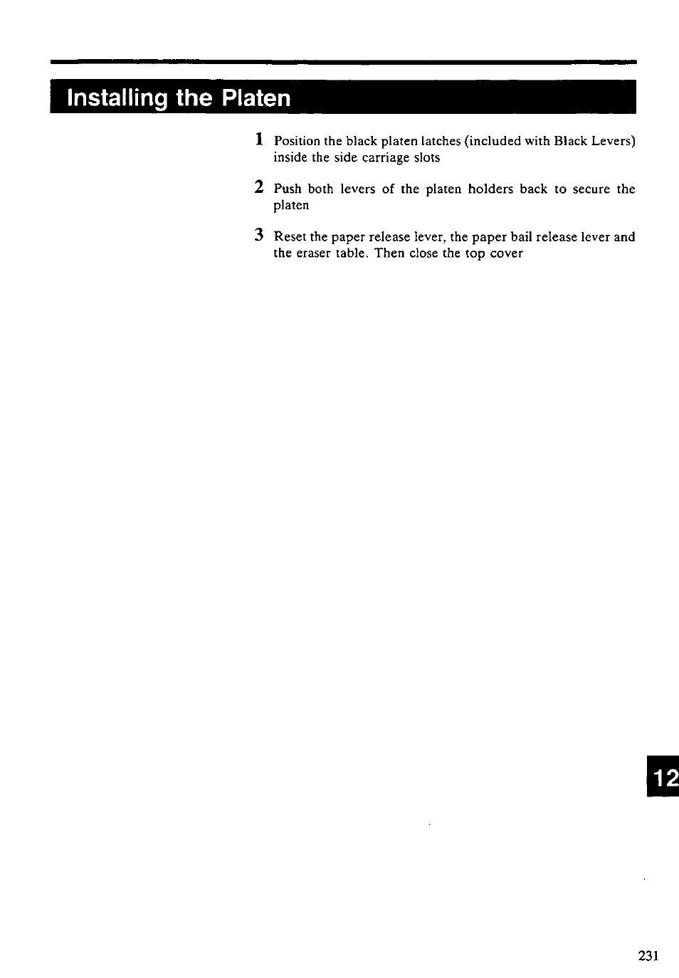 Installing the platen | Panasonic KX-E4500 User Manual | Page 241 / 252