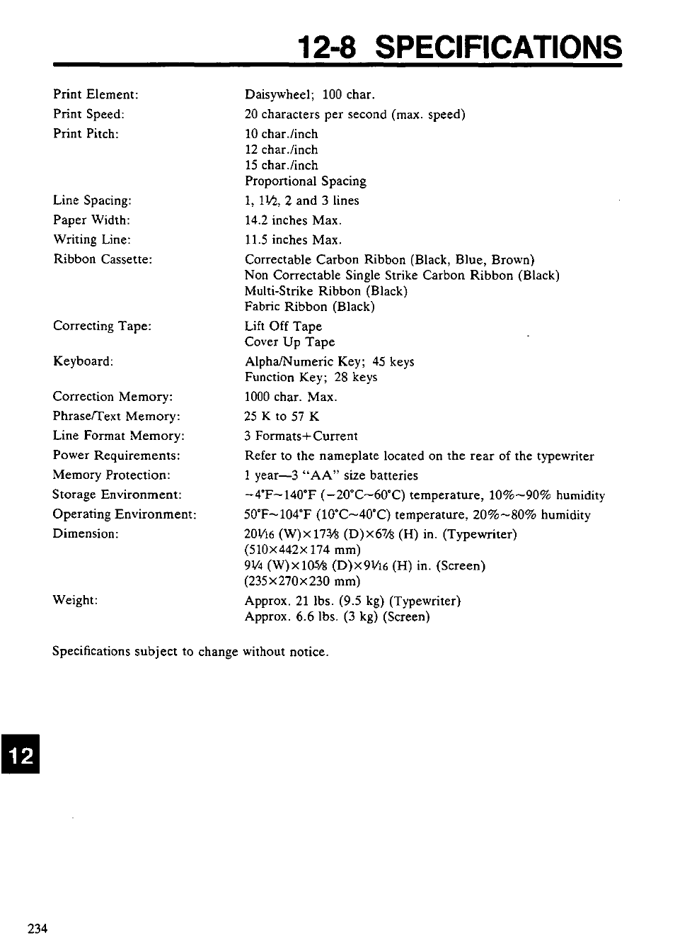 8 specifications, 8. specifications | Panasonic KX-E4500 User Manual | Page 244 / 252