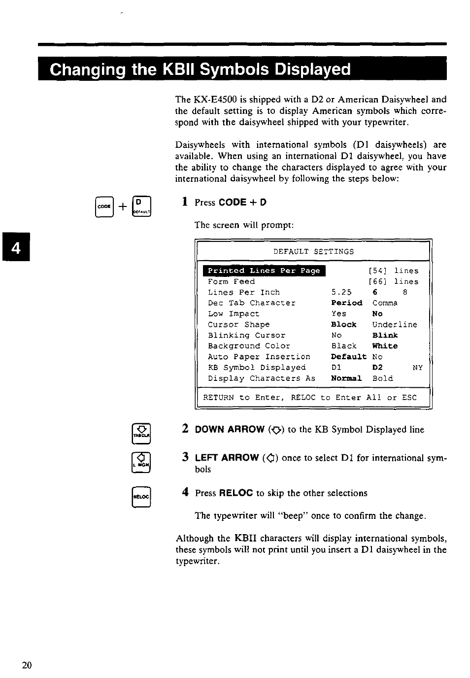 Changing the kbil symbols displayed, Changing the kbii symbols displayed | Panasonic KX-E4500 User Manual | Page 30 / 252