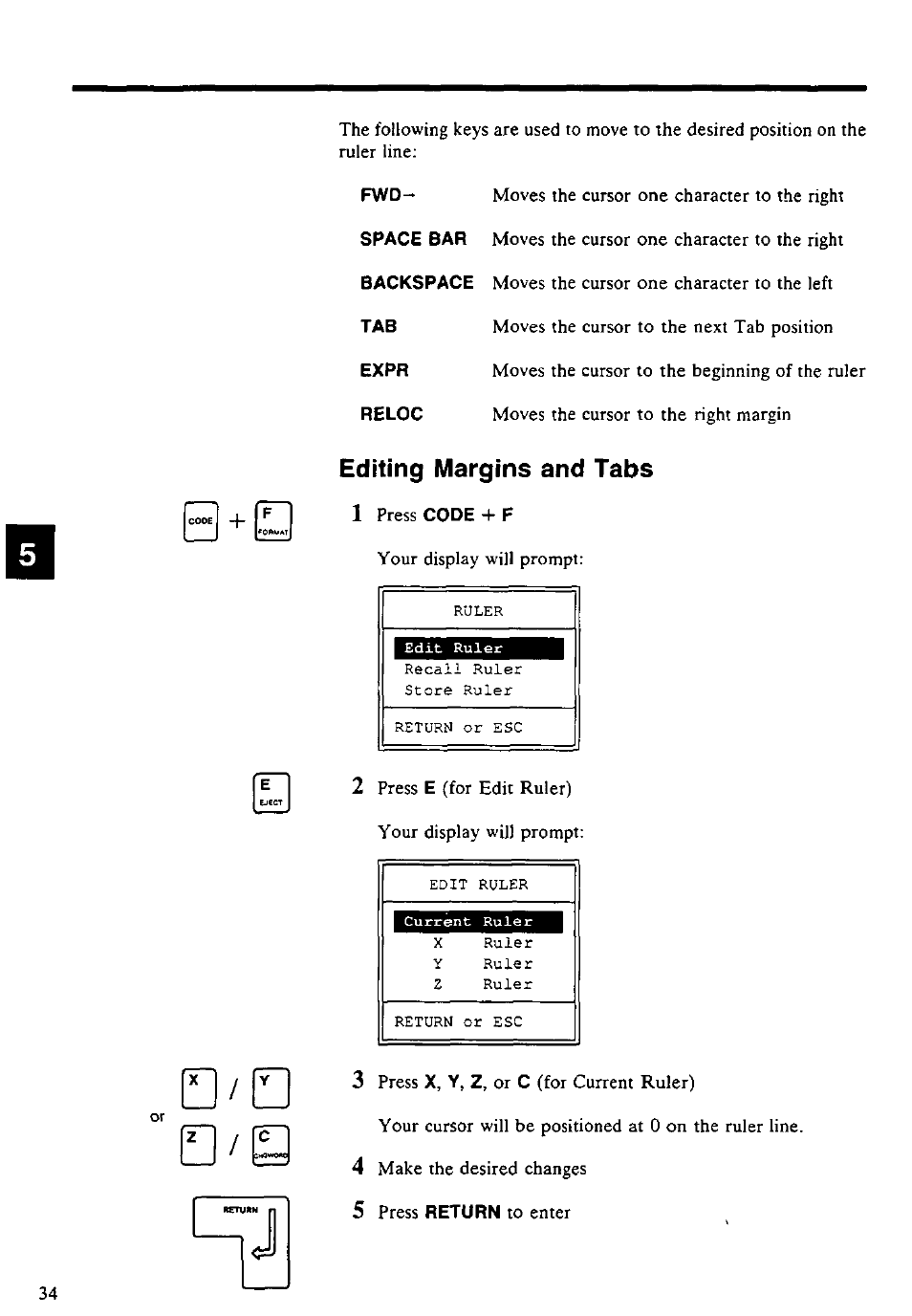 Editing margins and tabs, Editing margins and tabs 1 | Panasonic KX-E4500 User Manual | Page 44 / 252