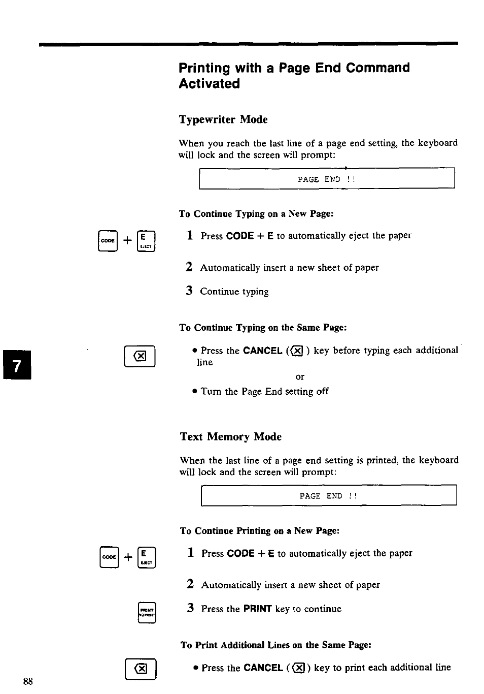 Printing with a page end command activated | Panasonic KX-E4500 User Manual | Page 98 / 252