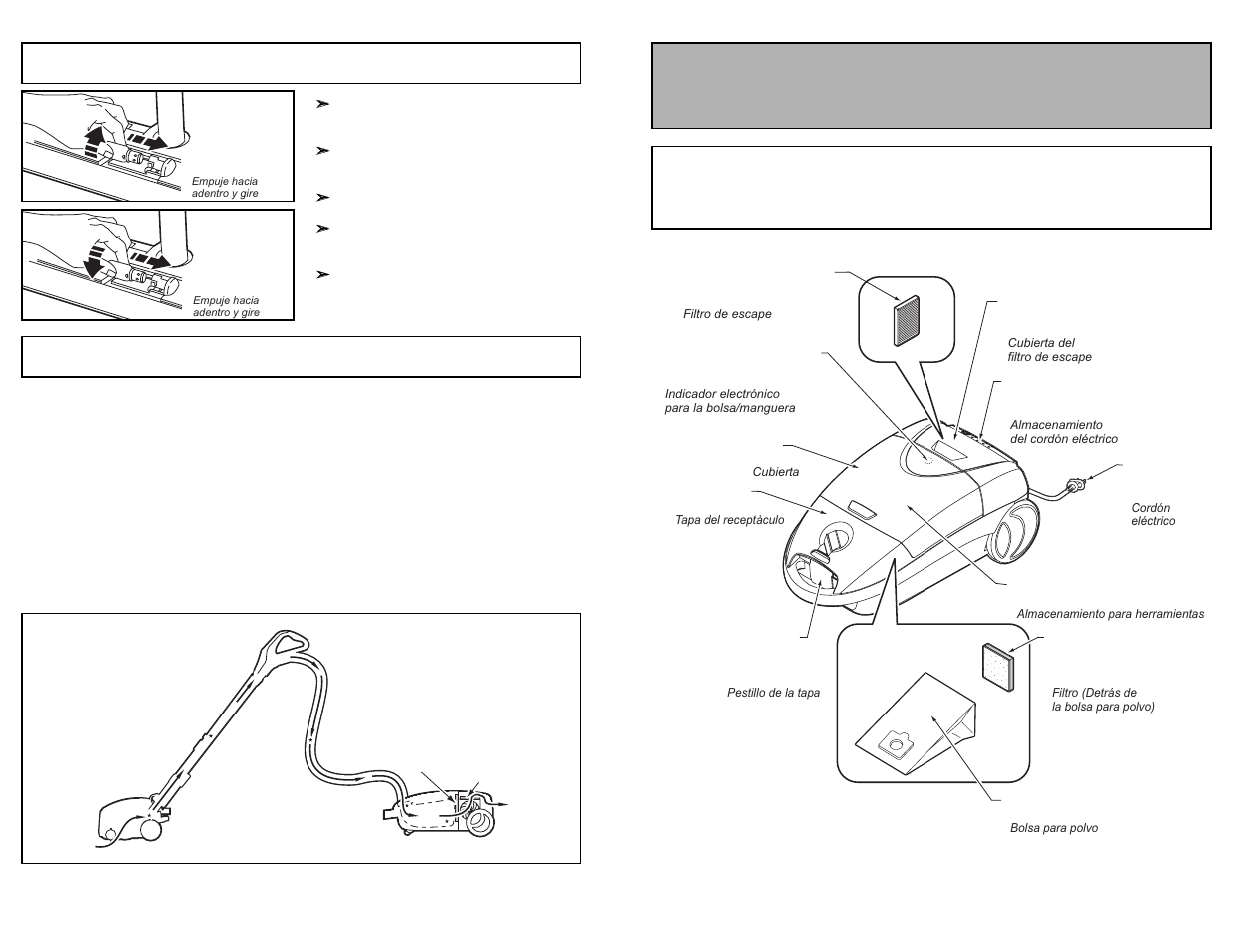 Canister chariot recepticulo, Removing clogs, Replacing headlight bulb | Panasonic MC-CG985 User Manual | Page 11 / 64