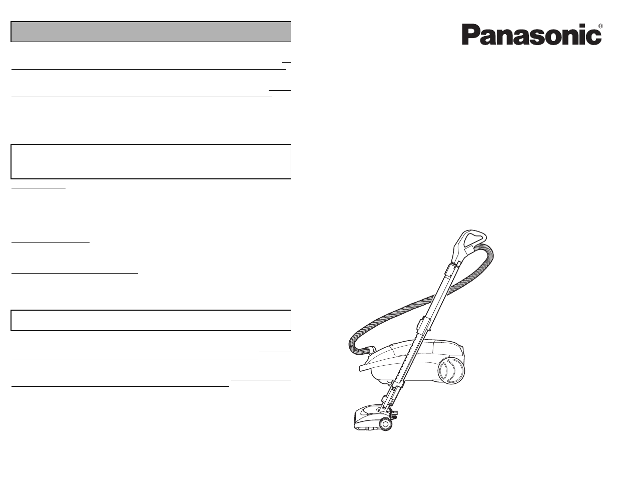 What to do when service is needed, Service après-vente, Cuando necesita servicio | Mc-cg985, Vacuum cleaner aspirateur aspiradora | Panasonic MC-CG985 User Manual | Page 64 / 64