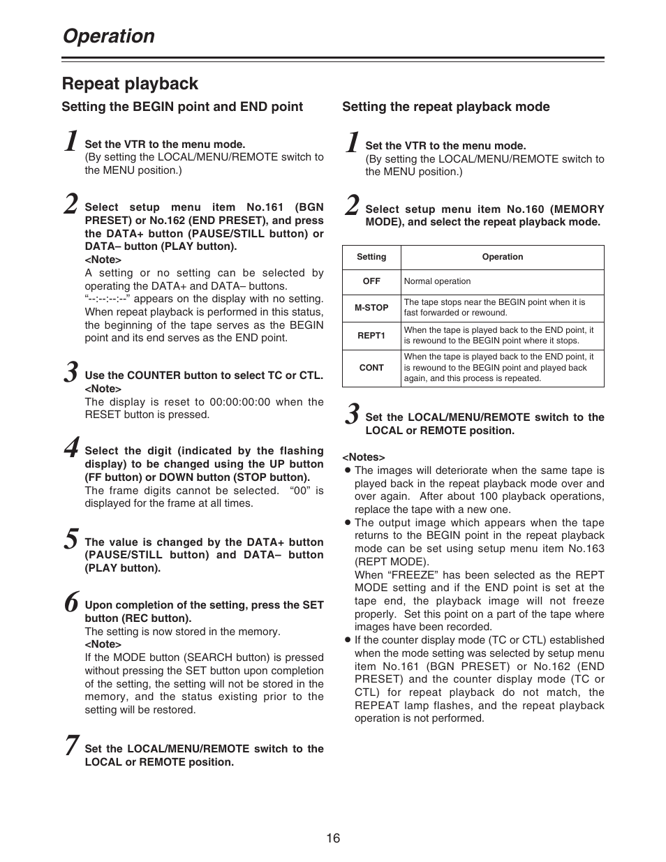 Operation | Panasonic AJ- DCP User Manual | Page 16 / 42
