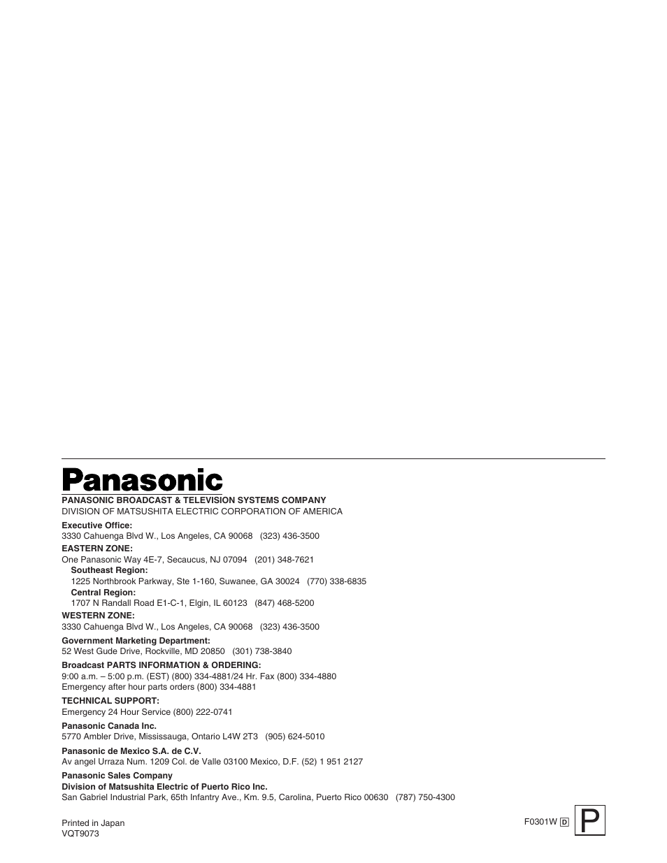 Panasonic AJ- DCP User Manual | Page 42 / 42