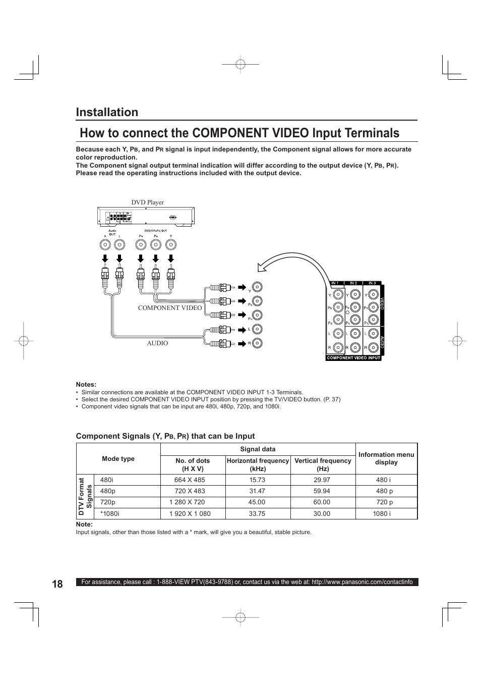 Installation | Panasonic PT 60LCX63 User Manual | Page 18 / 108