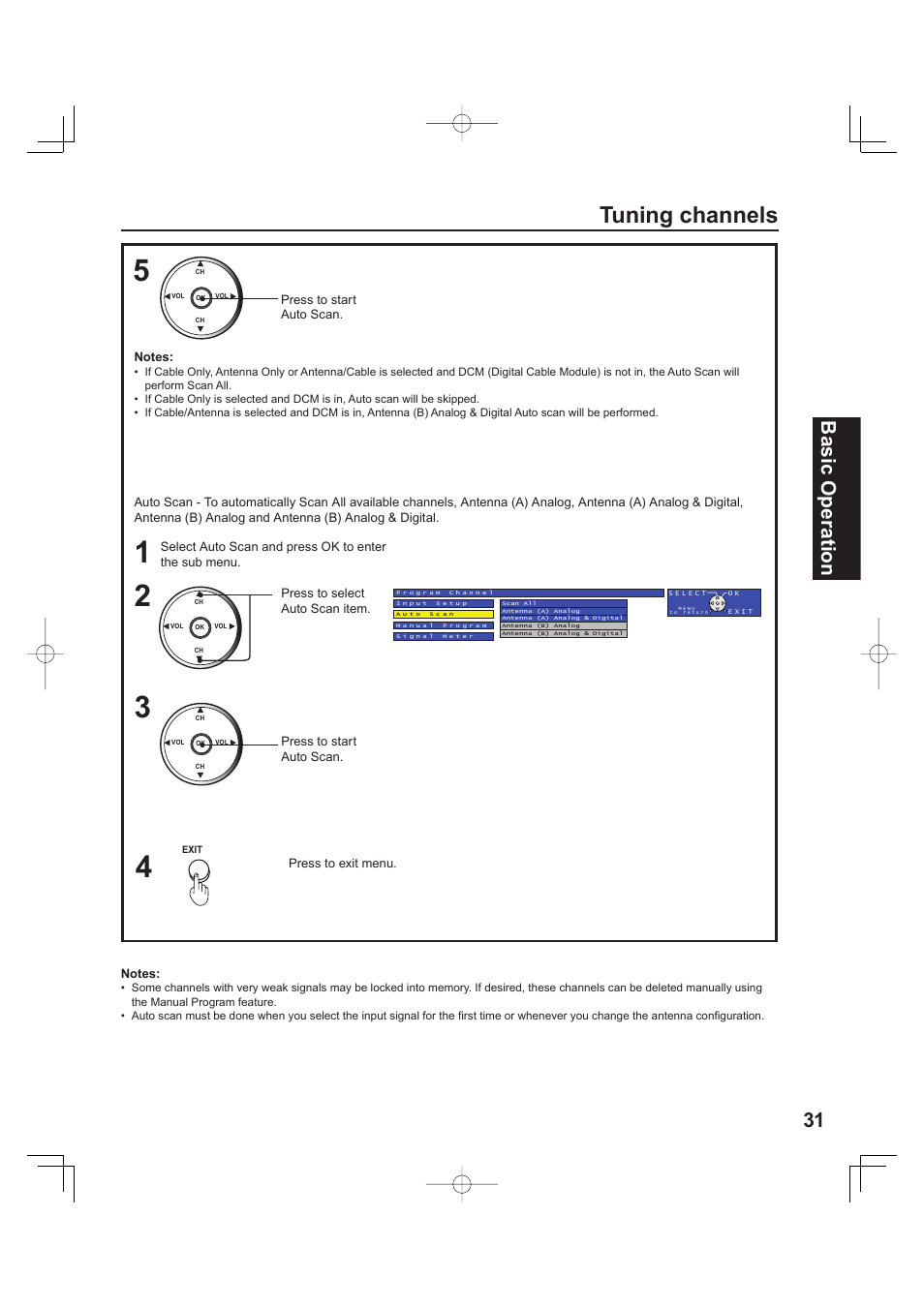 Tuning channels, 31 basic operation | Panasonic PT 60LCX63 User Manual | Page 31 / 108