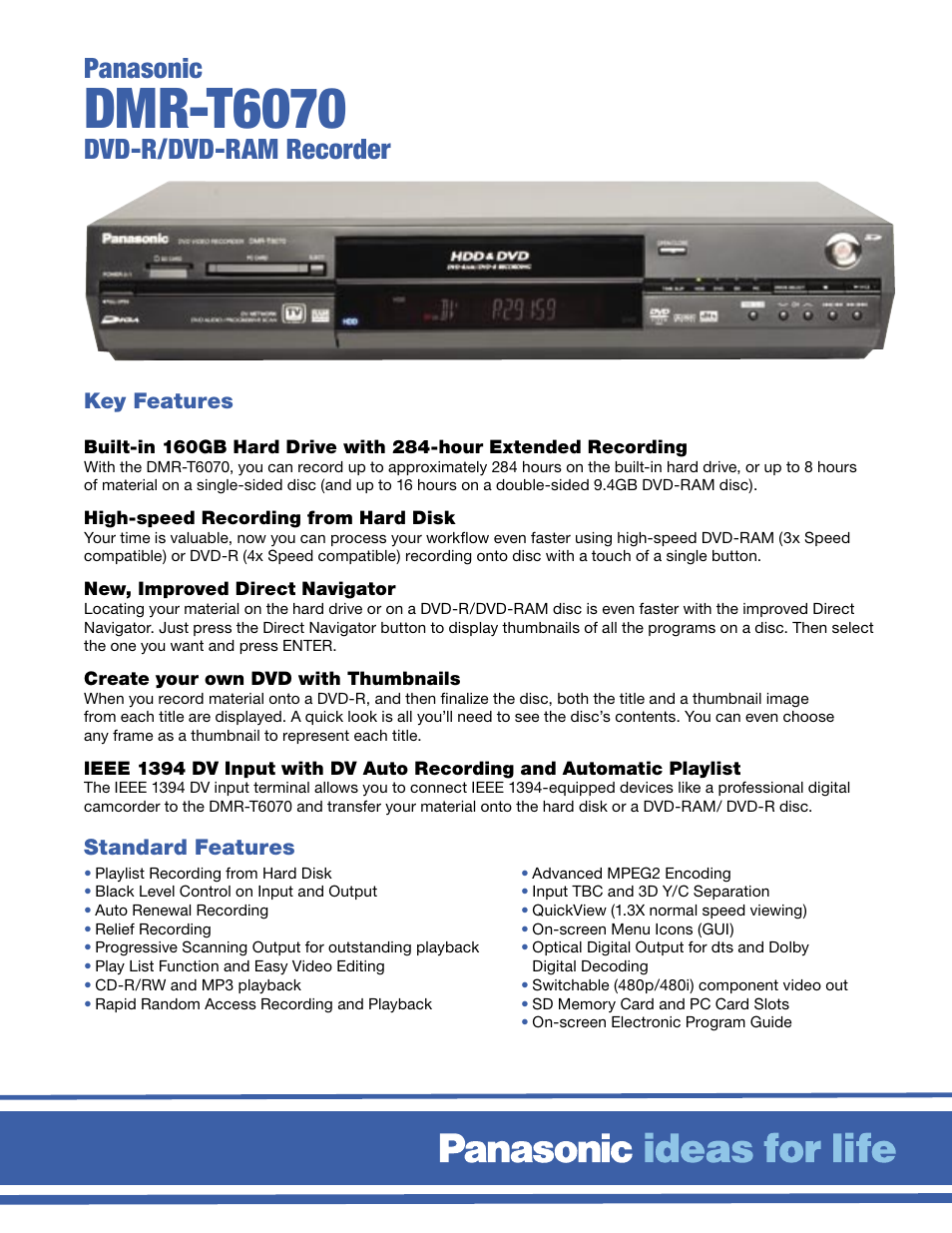 Panasonic DMR-T6070 User Manual | 4 pages