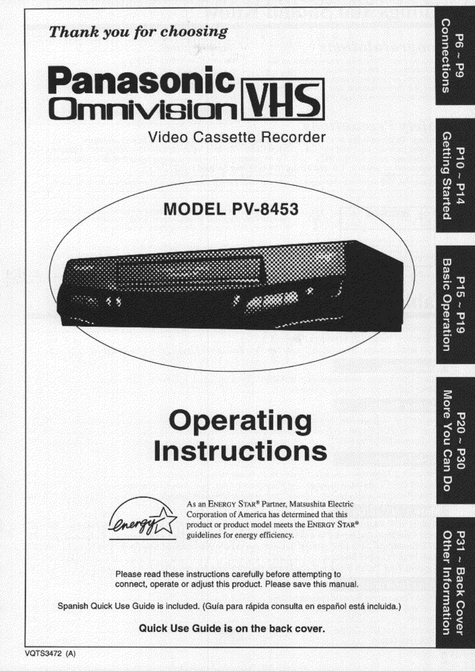 Panasonic OMNIVISION PV-8453 User Manual | 36 pages