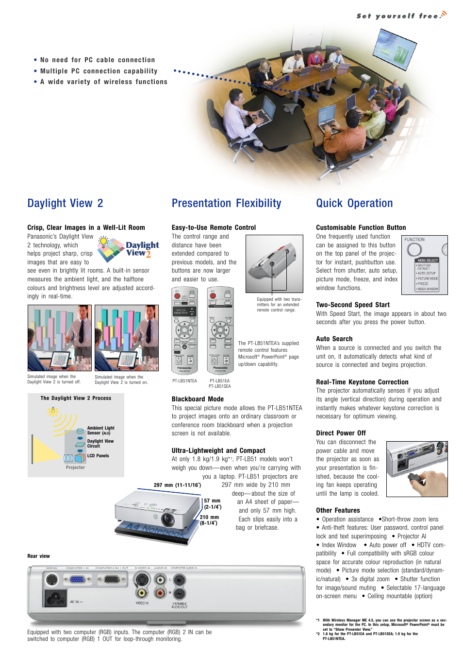 Daylight view 2, Presentation flexibility, Quick operation | Panasonic PT-LB51EA User Manual | Page 3 / 4