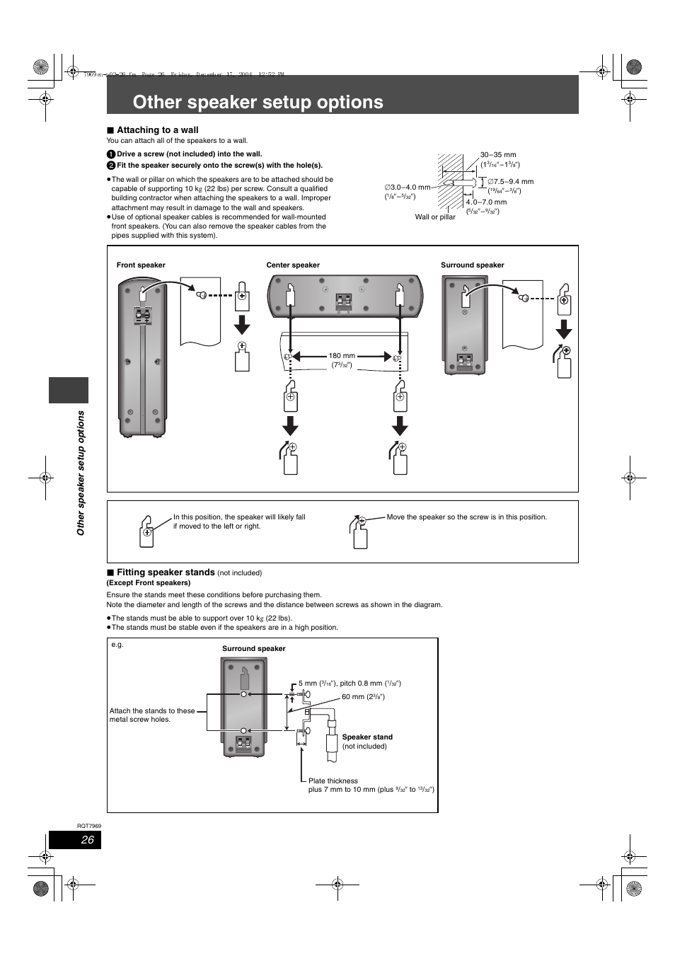 Reference, Other speaker setup options | Panasonic SC-HT680 User Manual | Page 26 / 32