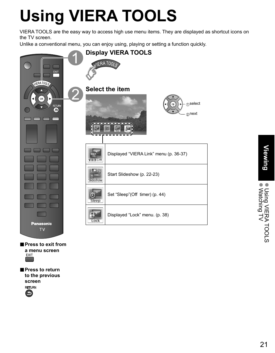 Using viera tools | Panasonic TC-42PS14 User Manual | Page 21 / 58