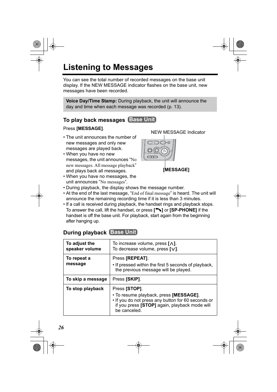Listening to messages | Panasonic KX-TG2322 User Manual | Page 26 / 48
