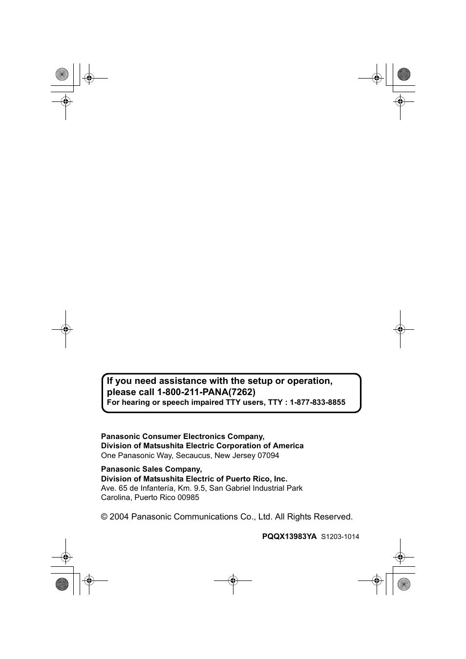 Panasonic KX-TG2322 User Manual | Page 48 / 48