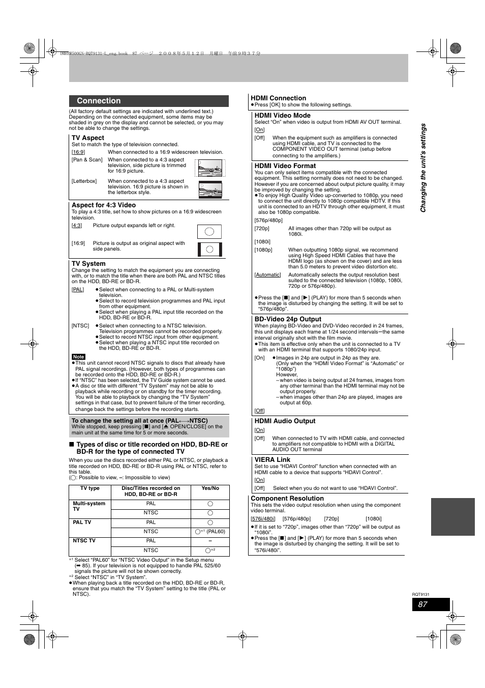 Connection | Panasonic DMR-BW500 User Manual | Page 87 / 120