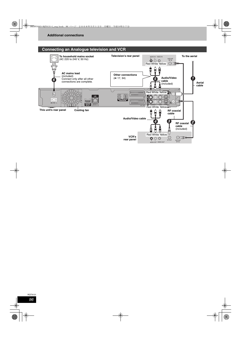 Connecting an analogue television and vcr, Additional connections | Panasonic DMR-BW500 User Manual | Page 96 / 120