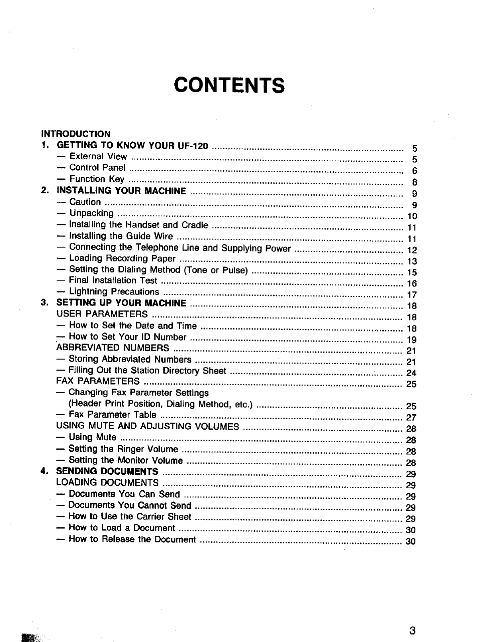 Panasonic Panafax UF-120 User Manual | Page 3 / 68