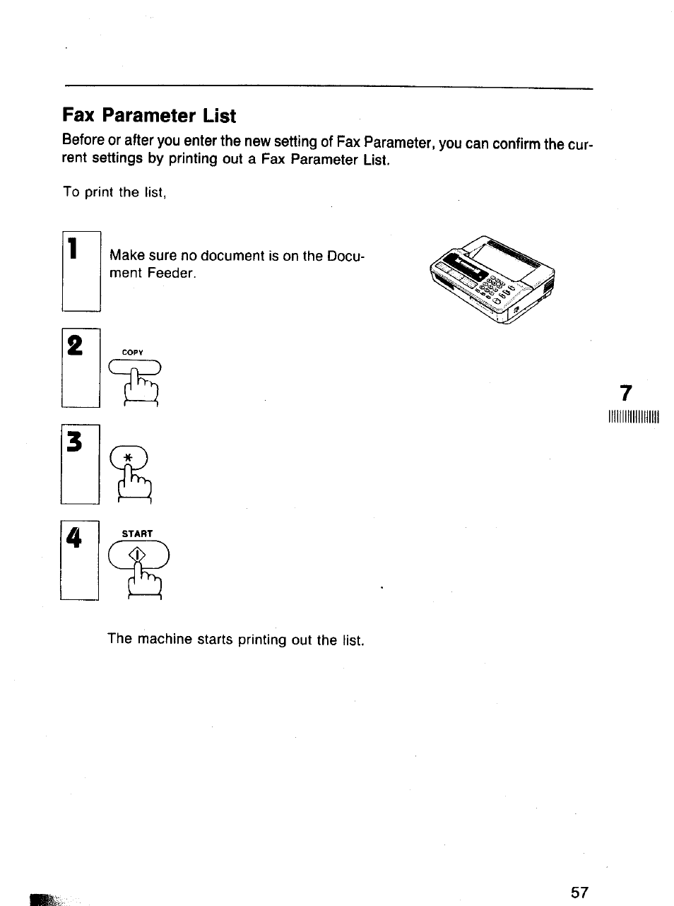 Fax parameter list | Panasonic Panafax UF-120 User Manual | Page 57 / 68