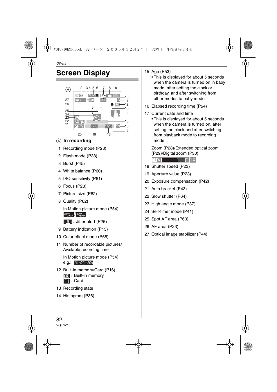 Others, Screen display | Panasonic DMC-LS2 User Manual | Page 82 / 104