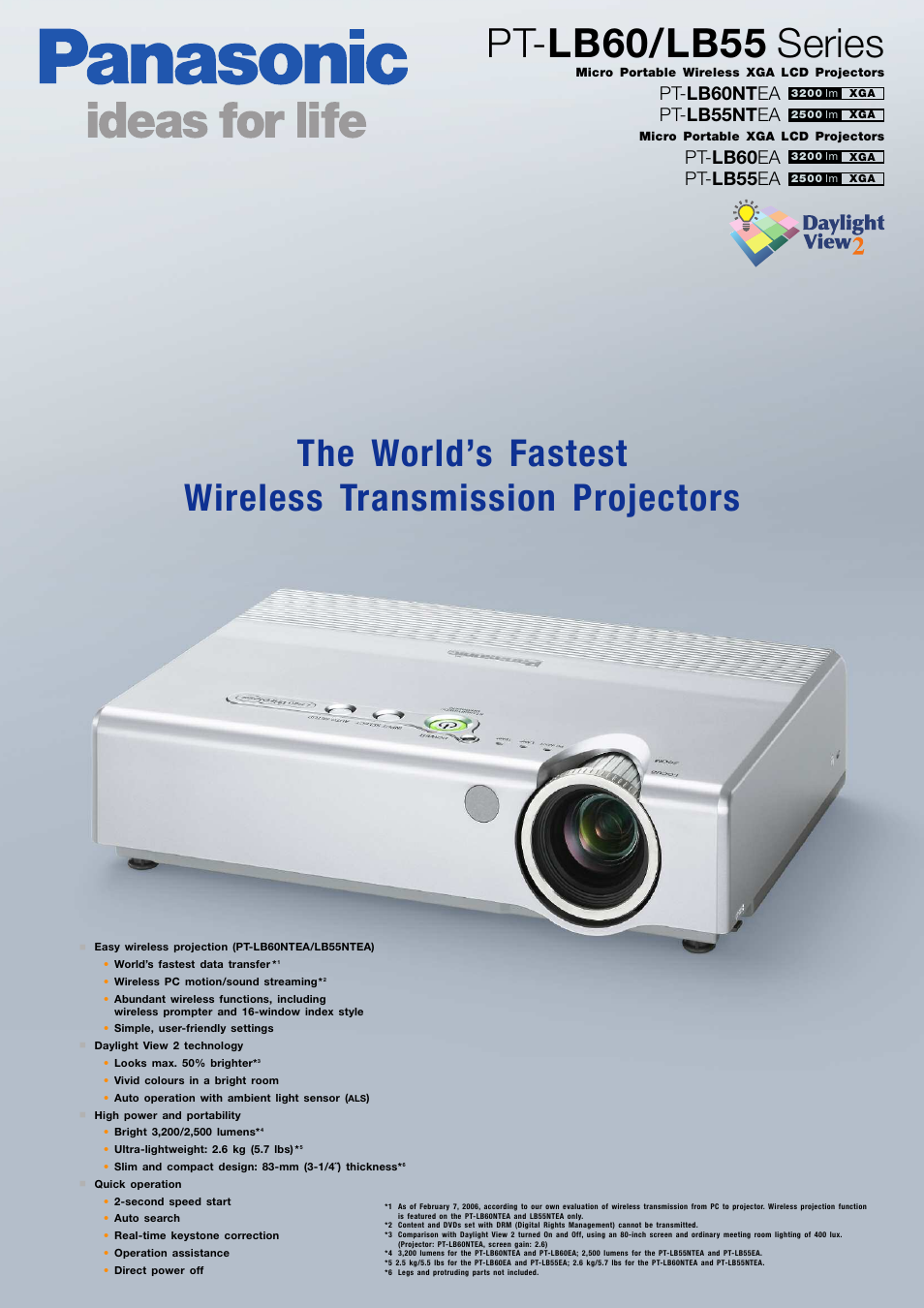 Panasonic PT-LB60 series User Manual | 4 pages