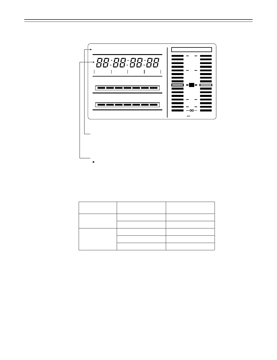 59 – displays, Time code-related displays, Rf servo humid slack df slave tcg hold h min s frm | Panasonic AJ-D400 User Manual | Page 59 / 128