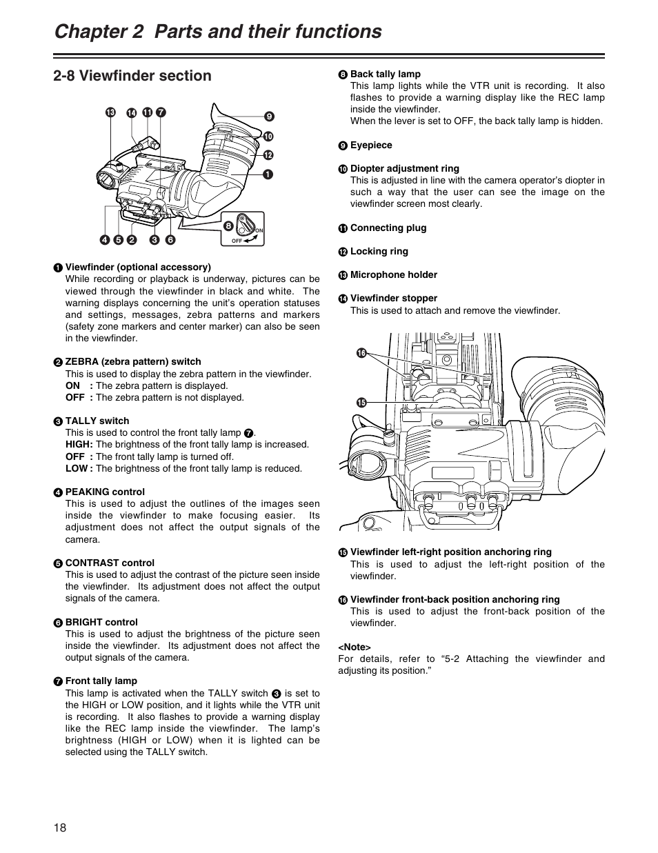 Chapter 2 parts and their functions | Panasonic AJ-HDX400P User Manual | Page 18 / 102