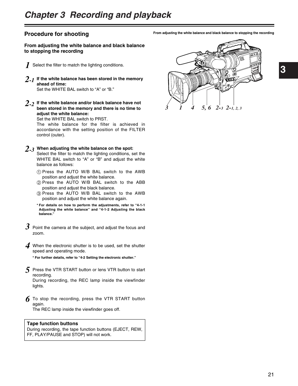 Chapter 3 recording and playback | Panasonic AJ-HDX400P User Manual | Page 21 / 102