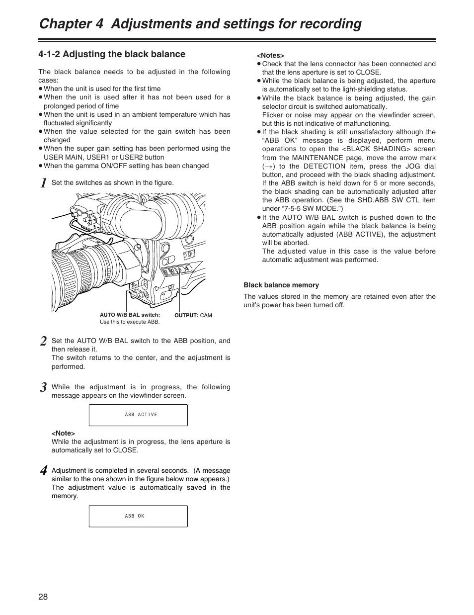 Chapter 4 adjustments and settings for recording | Panasonic AJ-HDX400P User Manual | Page 28 / 102