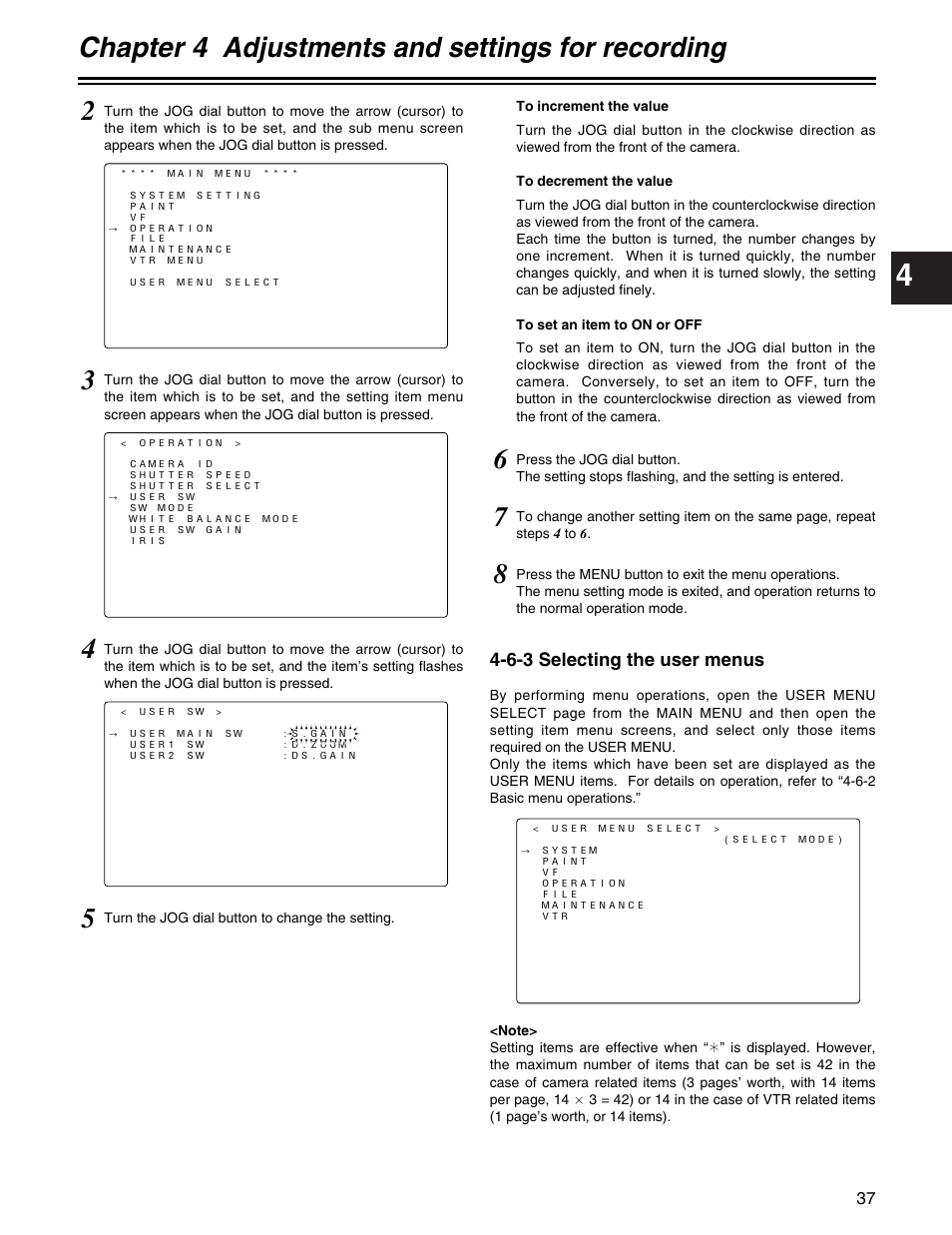 Chapter 4 adjustments and settings for recording | Panasonic AJ-HDX400P User Manual | Page 37 / 102