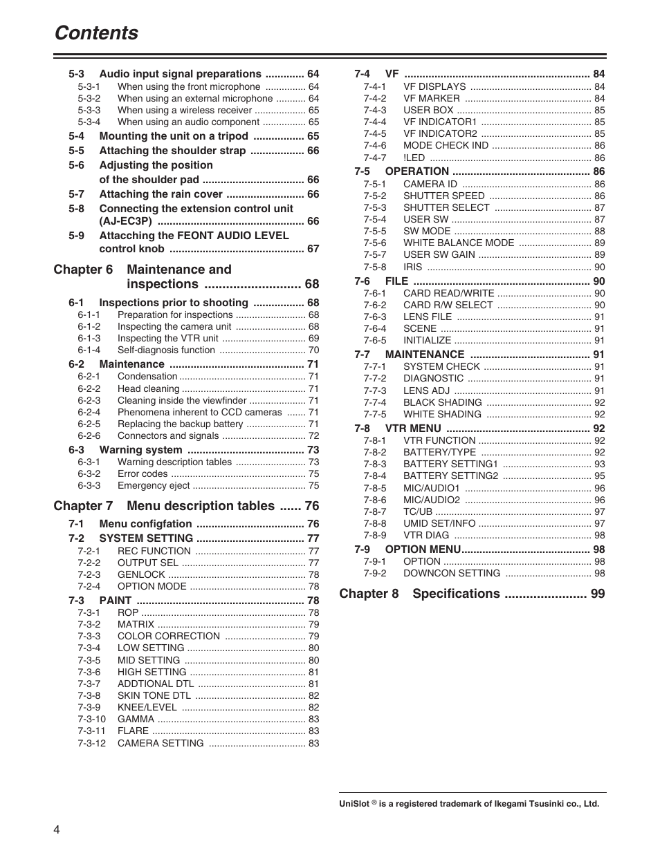 Panasonic AJ-HDX400P User Manual | Page 4 / 102