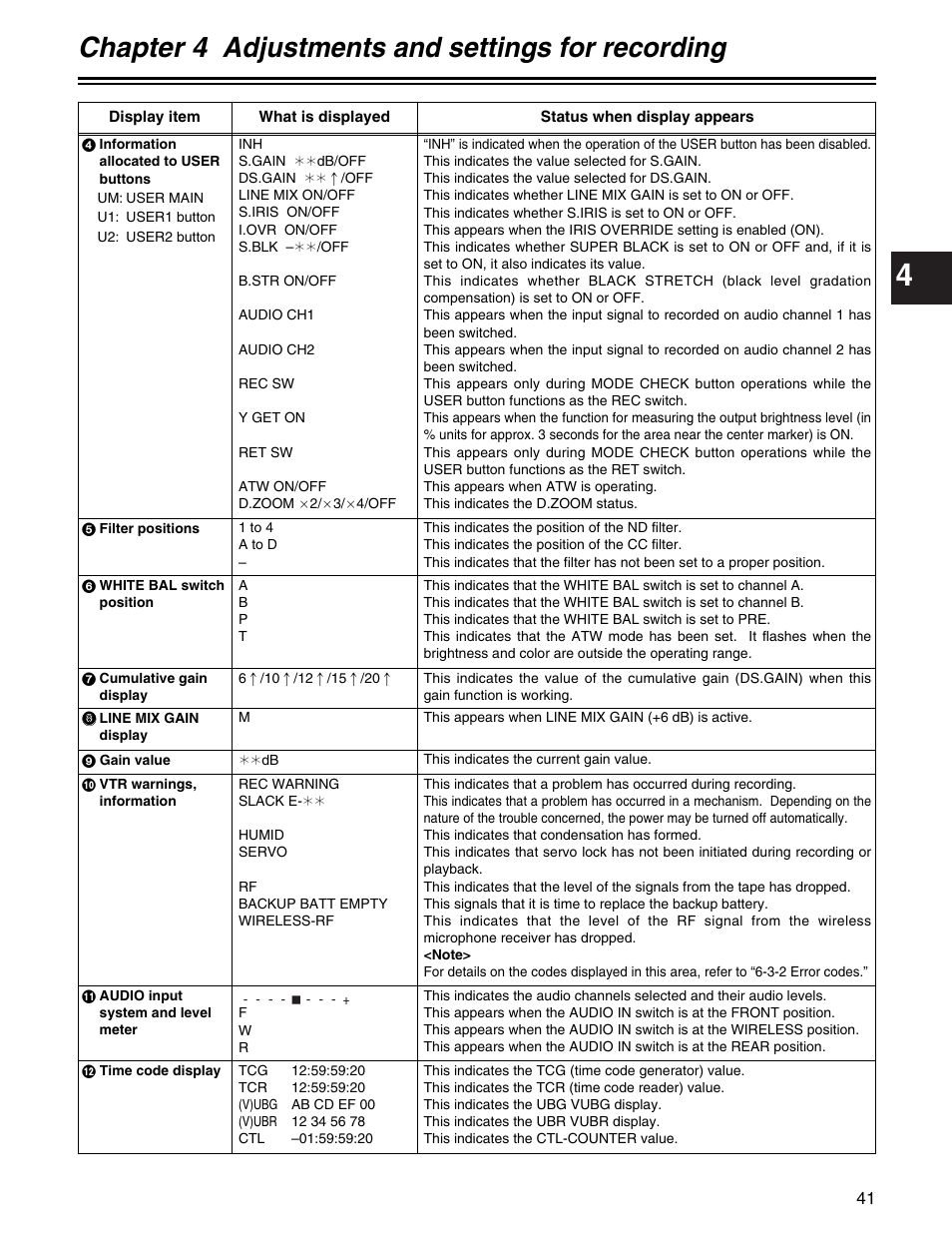 Chapter 4 adjustments and settings for recording | Panasonic AJ-HDX400P User Manual | Page 41 / 102