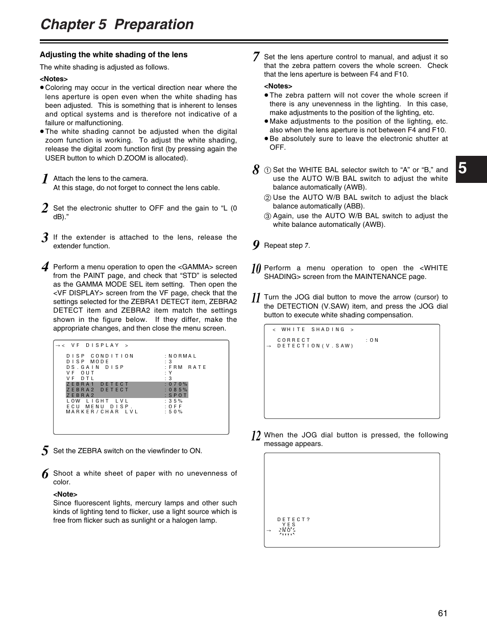 Chapter 5 preparation | Panasonic AJ-HDX400P User Manual | Page 61 / 102